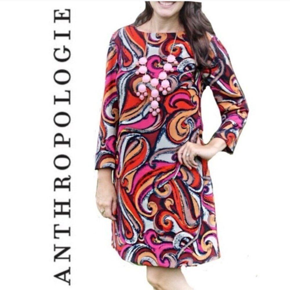 Anthropologie Maeve "Flavia" Dress Womens Size XS Red Swirl Mini